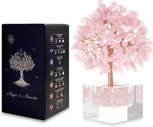 Miniatura 15 de Árbol de la vida de cristal de amatista, decoración de escritorio de oficina en casa, árbol bonsái hecho a mano para calmar, curación espiritual