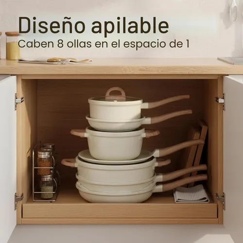 Miniatura 7 de Juego de ollas y sartenes antiadherentes, no tóxicos, 22 piezas de utensilios de cocina de cerámica, ollas y sartenes antiadherentes con tapa