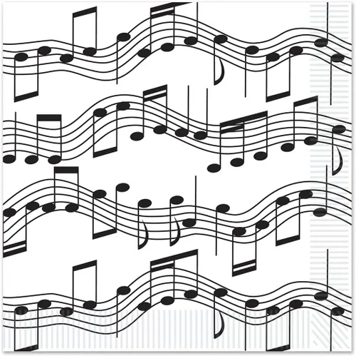 Miniatura 5 de Beistle 16 servilletas de papel para bebidas con notas musicales de los años 50, vajilla de rock and roll para decoraciones nocturnas de los años 50
