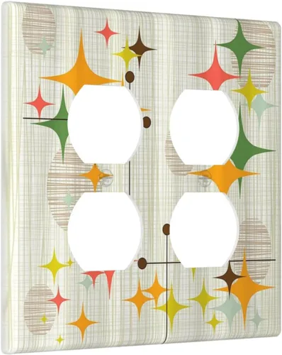 Miniatura 129 de Cubiertas Decorativas para Placas de Interruptor Abstracto Moderno de Mediados de Siglo Arco Boho Sol Dorado Hoja 1 Gang Placa de Pared Cubierta