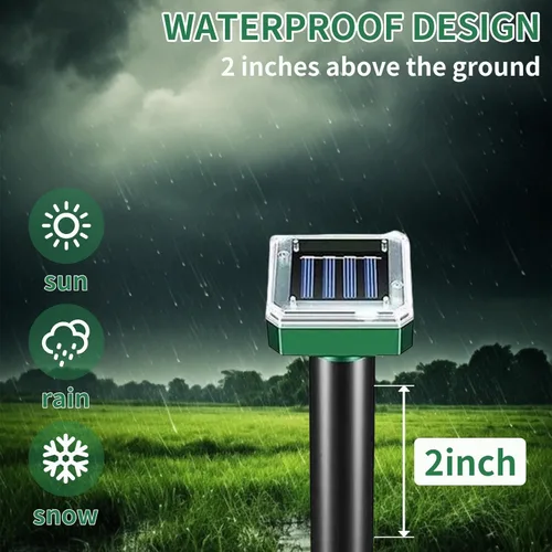 Miniatura 7 de Repelente vibratorio de suelo alimentado por energía solar: mantén a ratas, serpientes, conejos y erizos lejos de tu jardín, césped, patio, granja