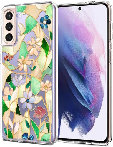 Miniatura 10 de Unov Funda para Galaxy S21, transparente con diseño, ajuste delgado, buen agarre, funda de teléfono en relieve, cubierta protectora a prueba