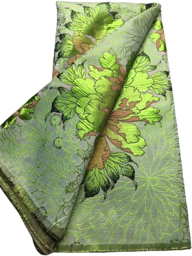 Miniatura 6 de Tela de encaje africano bordado francés Brocado Jacquard tejido de encaje 5 yardas de tela de encaje dorado para costura de vestido de fiesta