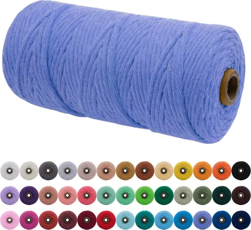 Miniatura 139 de JeogYong Cordón de macramé de un solo hilo 2mm x 164 yardas (492 pies) Cuerda de algodón suave, hilo de macramé 2 mm, suministros de macramé