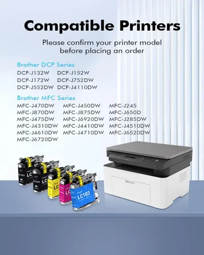 Miniatura 4 de INK4U Cartuchos de tinta compatibles LC103 de repuesto para impresora Brother LC103XL LC101XL con MFC-J870DW MFC-J6920DW MFC-J6520DW MFC-J450DW