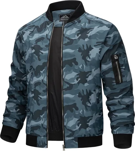 Miniatura 11 de TACVASEN Chaqueta bomber para hombre, ligera, casual, primavera, otoño, cortavientos, con cremallera y bolsillo