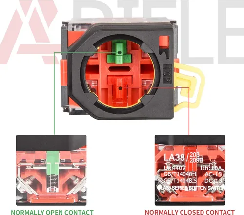 Miniatura 6 de APIELE Interruptor de botón momentáneo de 22MM 1NO 1NC Cabeza de metal LA36A-11BN-BLK (negro)