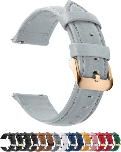 Miniatura 38 de Fullmosa Correa de reloj de piel de liberación rápida para hombres y mujeres, correas de repuesto de ancho 0.472 in, 0.551 in, 0.630 in, 0.709 in