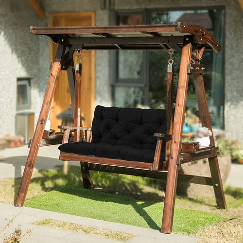 Miniatura 8 de Cojín de repuesto para columpio de patio, cojín de banco de jardín, para interiores y exteriores, cojín para asiento de 2 y 3 plazas con respaldo