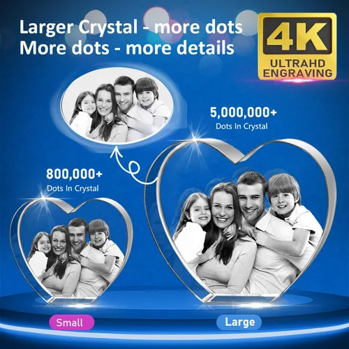 Miniatura 3 de HAN'S LASER Foto de cristal 3D, regalos personalizados con tu propia foto para el día de la madre, aniversario, boda, cumpleaños, Navidad, imagen 3D