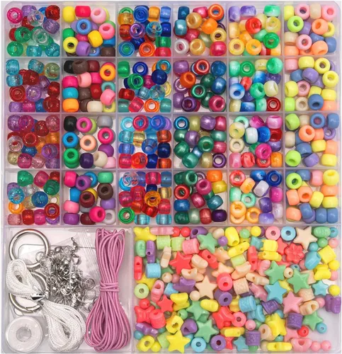 Miniatura 12 de HardyGuo - Cuentas de poni de 24 colores con letras para hacer pulseras de amistad, adecuadas para principiantes, como regalo