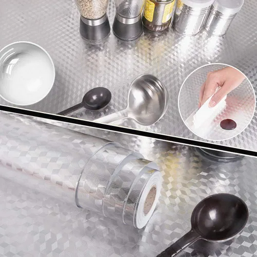 Miniatura 4 de Amhao Kitchen - Adhesivo autoadhesivo para pared, papel tapiz a prueba de aceite, papel de aluminio extraíble, resistente a altas temperaturas, 15.7