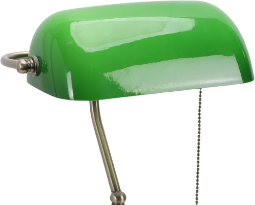 Miniatura 8 de Vintage Bankers Desk Lamp with Green Glass Shade & Pull Chain Switch, Plug in Table Lamp for Bedside, Study, 350° Adjustable