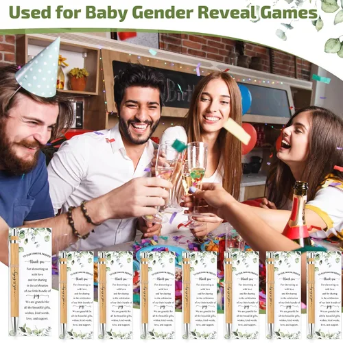 Miniatura 6 de Yeaqee 25 juegos de bolígrafos para baby shower, regalos para invitados, vegetación, bosque, baby shower, bolígrafos retráctiles, bolígrafos