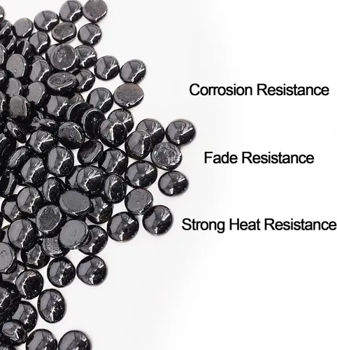 Miniatura 4 de Cuentas de vidrio de fuego de 19 libras para hoguera de 1/2 pulgada, rocas de vidrio templado negro ónix Cuentas de vidrio negro ónix