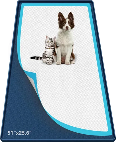 Miniatura 27 de Soporte para orina para perros, 51 x 25.6 pulgadas, de silicona, a prueba de fugas, borde alto, antiderrames, para cachorros, gatos, conejos