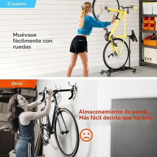 Miniatura 5 de Sttoraboks Soporte vertical para bicicleta, soporte de bicicleta independiente para garaje, soporte vertical para bicicleta, soporte para bicicleta