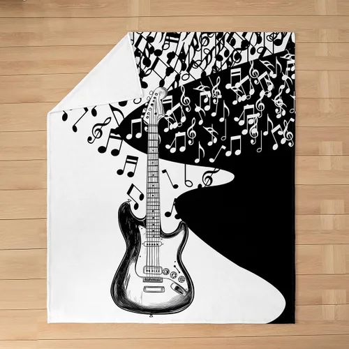 Miniatura 10 de Red Guitar Flannel Fuzzy Blanket,Hip Pop Music Fleece Throw Blanket Kids Girls Boys Home Room Decor,Red Fire Fashion Guitar Bed Blanket,Musical Note