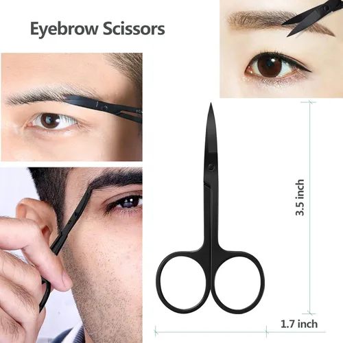 Miniatura 3 de KAJUDA - Tijeras de cejas con peine, tijeras pequeñas de aseo facial para hombres y mujeres, tijeras para cejas, pelo de nariz, bigote, barba