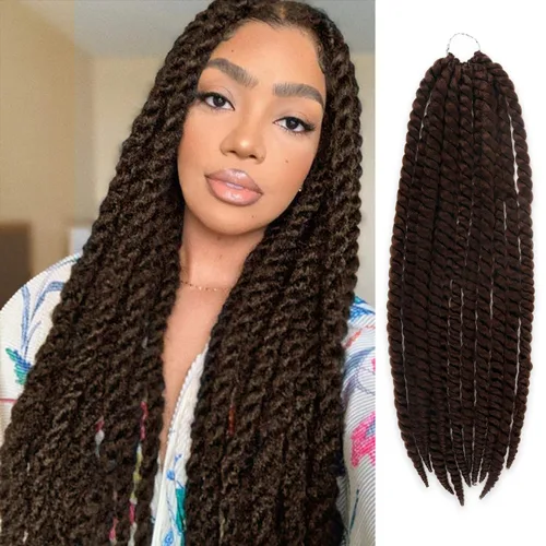 Miniatura 30 de Trenzas de ganchillo de pelo sintético auténtico doble Jumbo Senegalese Twist 12" (30)