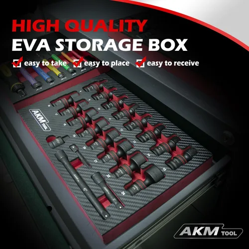 Miniatura 8 de Juego de llaves vaso de impacto universal de 3/8 de pulgadas, juego de 20 llaves vaso giratorias, llave vaso de junta universal de 6 puntos