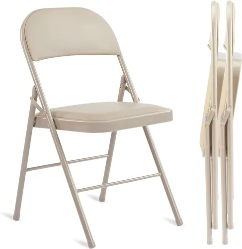 Miniatura 9 de YSSOA Paquete de 2 sillas plegables con asientos acolchados de vinilo y marco de metal duradero para fiestas en interiores y exteriores, hogar