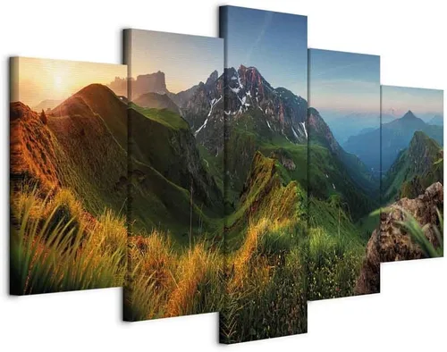 Miniatura 15 de artgeist Lienzo acústico para pared, diseño de montañas de la naturaleza, 80 x 40 pulgadas, 5 piezas con impresión de sonido de espuma acústica