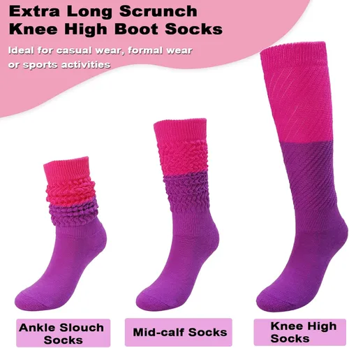 Miniatura 4 de Forwe 3 Pairs Slouch Socks for Women Size 9-11 Soft Extra Long Scrunch Knee High Boot Socks