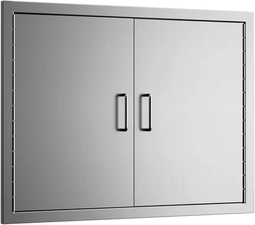 Luffioner Puertas de cocina para exteriores, puerta de acceso doble para barbacoa de 31 pulgadas de ancho x 24 pulgadas de alto, placa gruesa a