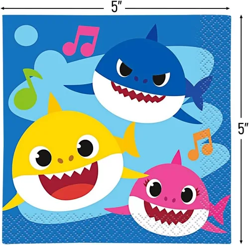 Miniatura 2 de Baby Shark - Servilletas multicolor para bebidas, 5 pulgadas (paquete de 16), servilletas de papel vibrantes, perfectas para fiestas infantiles