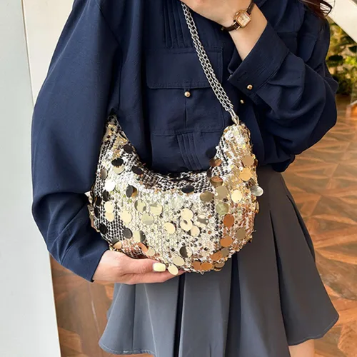 Miniatura 3 de Bolso de noche con lentejuelas brillantes para mujer, bandolera y bandolera para fiesta, graduación, boda