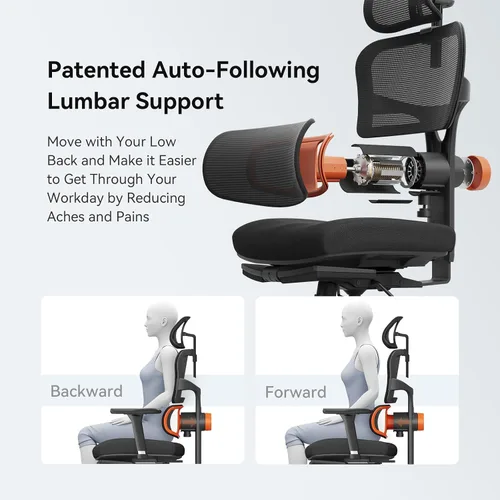 Miniatura 4 de Newtral Silla de oficina ergonómica, silla de escritorio de oficina en casa, silla de oficina grande y alta, soporte lumbar de seguimiento Negro