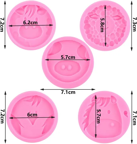 Miniatura 2 de ZiXiang Molde de silicona de animales de vaca, oveja, moldes de fondant, lindo cerdo, pollo, poni, caramelo, molde para decoración de pasteles
