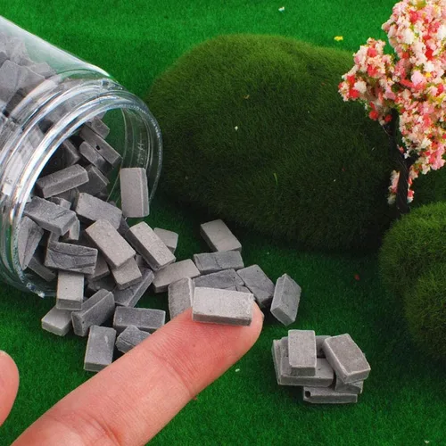Miniatura 2 de Woohome 150 piezas de mini ladrillos de pared gris miniatura ladrillos falsos con raspador para el modelo de hadas jardín accesorios de paisajismo