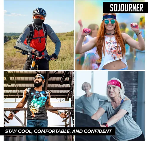 Miniatura 5 de SoJourner Bags Bandana para el cuello (9 unidades) Cubrebocas de cuello Gators para hombres y mujeres, máscaras de cuello en I