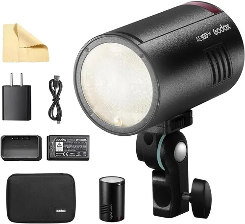 Godox AD100 Pro Godox 100Ws Pocket Flash Strobe - Sistema inalámbrico X 2.4G, iones de litio de 2600 mAh (360 flashes), 1/8000s HSS, reciclaje de