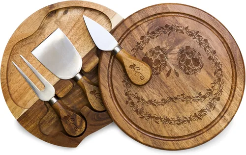 Miniatura 6 de PICNIC TIME Disney Princess Cenicienta Juego de Tabla para Queso Brie de Acacia y Cuchillo, Tabla de Charcutería con Cajón Giratorio y Herramientas