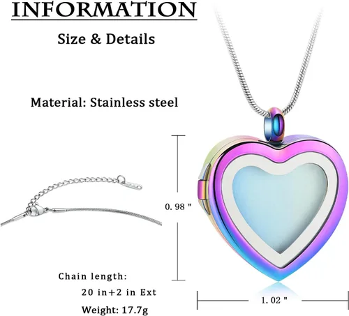 Miniatura 51 de constantlife Joyería de cremación para cenizas – Colgante de corazón conmemorativo collar de urna conmemorativa soporte para cenizas de acero