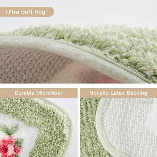 Miniatura 5 de Alfombra romántica de estilo rural con diseño floral de rosas, alfombra de área, suave, antideslizante, tapete para baño, ducha, dormitorio, sala