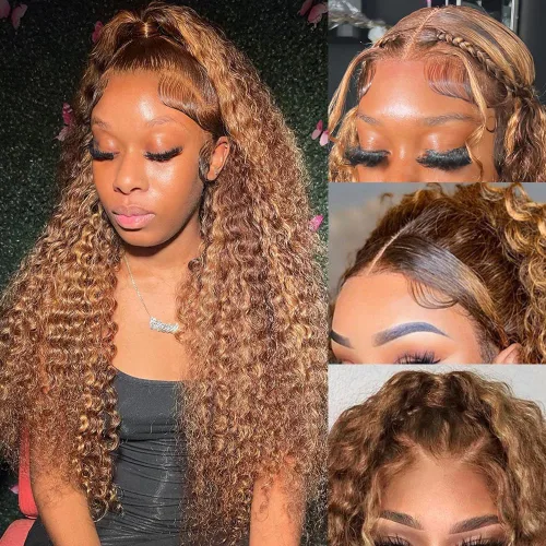 Miniatura 19 de Pelucas de encaje frontal de 13 x 4, transparentes HD, cabello humano prearrancado, línea capilar con abuelitos, densidad 200, ondas de agua