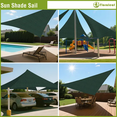 Miniatura 2 de Toldo triangular derecho, color verde, 2 x 2 x 3 pies, tela permeable al aire, toldo resistente para patio, jardín, al aire libre