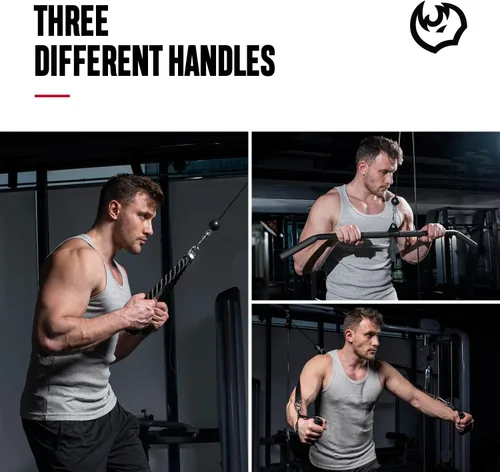 Miniatura 5 de FitBeast Sistema de poleas para gimnasio y tobillo y asas de gimnasio, sistema de polea de peso para gimnasio LAT Pulldown, correa de tobillo