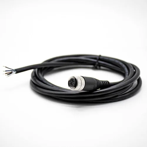 Miniatura 24 de Elecbee Cable M12 A-Code Conector recto de cabeza hembra individual Cable eléctrico de enchufe de aviación (cable de 12 pines 1M/3.3 pies)