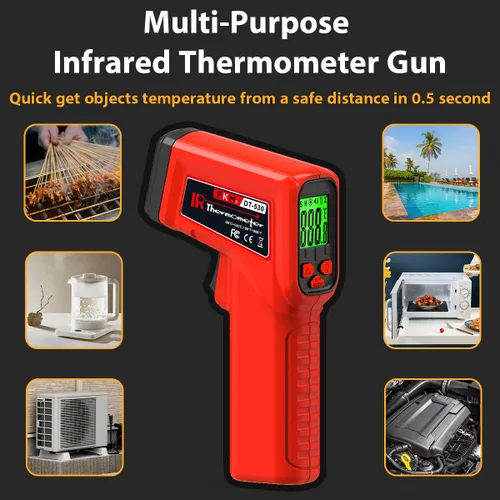Miniatura 3 de FKM, pistola con termómetro láser, infrarroja, sin contacto, pistola de temperatura, -58 °F ~ 986 °F (-50 °C ~ 530 °C), emissividad ajustable