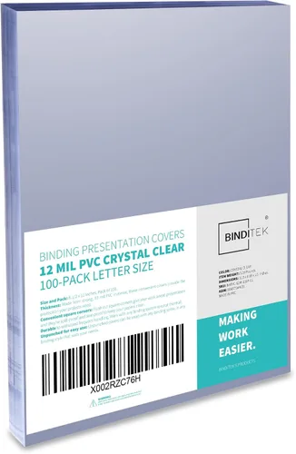 Miniatura 28 de Binditek paquete de 50 portadas de encuadernación transparentes de PVC de 8 mil, 11 x 17 pulgadas, tamaño tabloide, esquinas cuadradas, sin