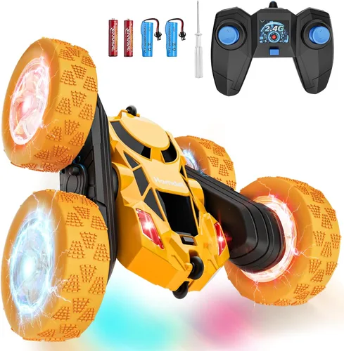 Miniatura 25 de Hamdol Coche de acrobacias a control remoto para niños de 6 a 12 años, auto de control remoto giratorio de 360° con luces LED, vehículo eléctrico