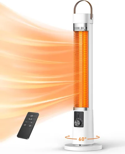 Calentador al Aire Libre para Patio, 1500W Calentadores Eléctricos de Infrarrojos para Porche, Garaje, Uso en Interiores, Temporizador de 9H,