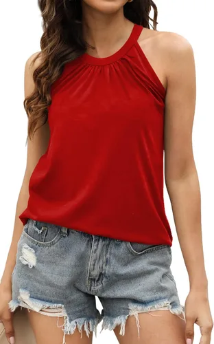 Miniatura 2 de Sieanear Camiseta sin mangas para mujer, de verano, plisada, sin mangas, camisola