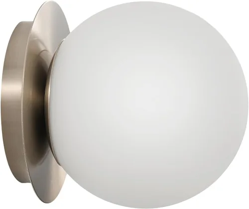 Miniatura 20 de Aplique de pared moderno de globo de vidrio: Luz de apliques esféricos dorados - Accesorio de luces de bola individual de latón pequeño para tocador