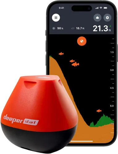 Deeper Start Buscador de peces - Buscador de peces portátil y de profundidad para pesca recreativa desde muelle, orilla, banco o kayak | Sonar